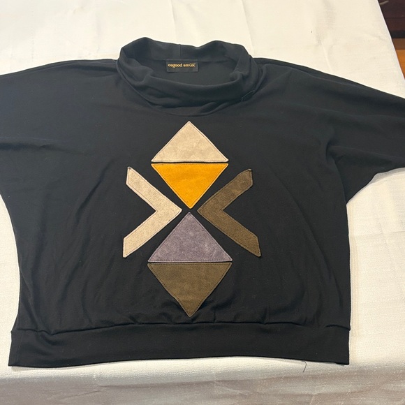 Osgood Smük Vintage Pullover Tops - Vintage Osgood Smük Black Geometric Turtleneck Top Size L